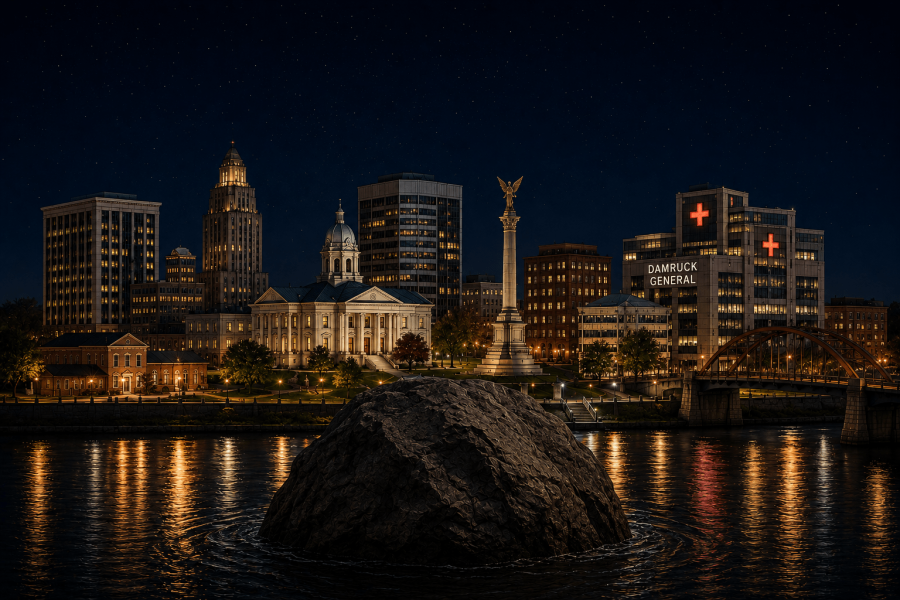 Damruck at night